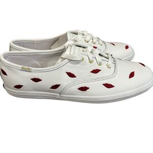 Women Keds for Kate Spade New York Champion White with Embroidered Lips …